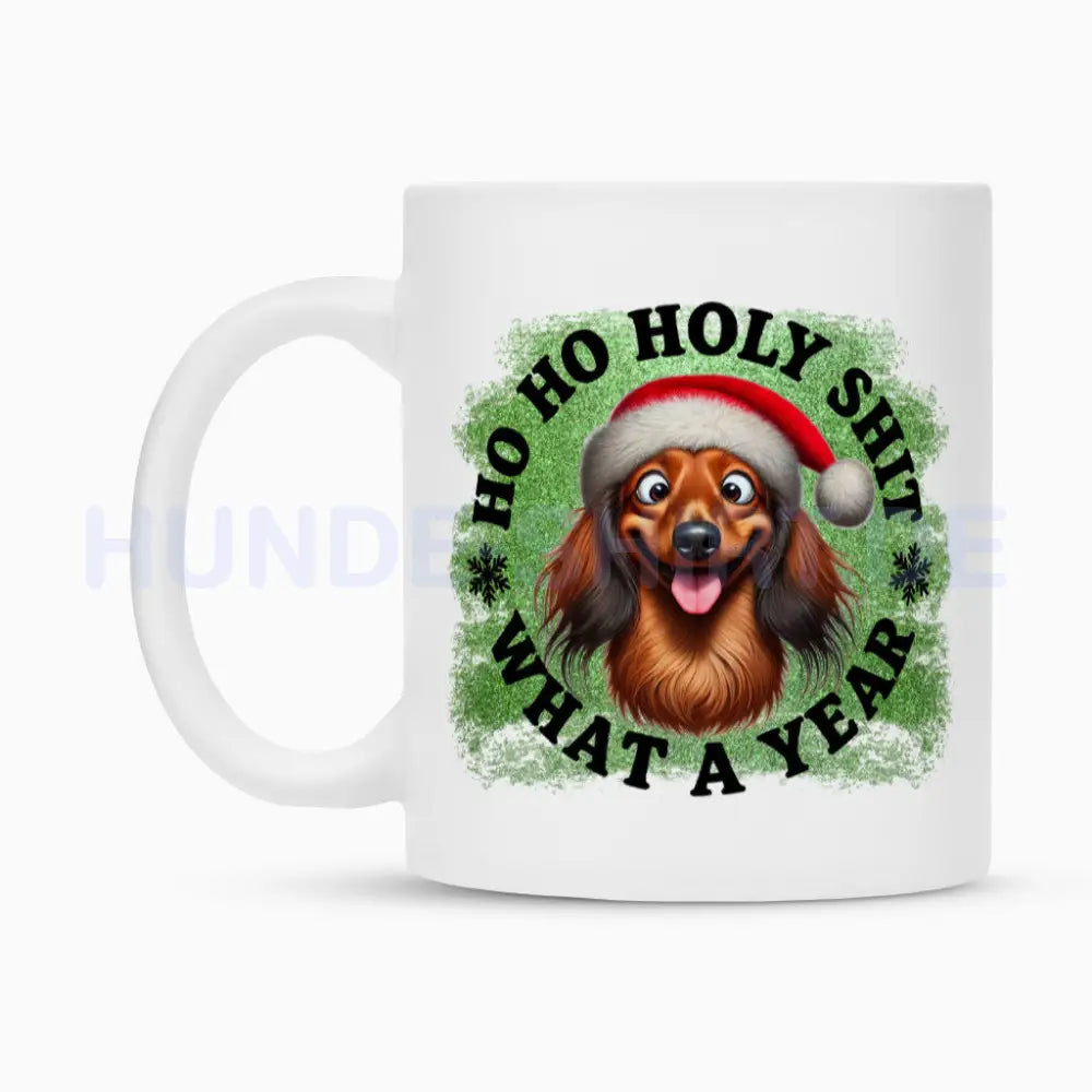 Tasse "Dackel ( Langhaar ) - HO HO..." – hunde-shirt.de