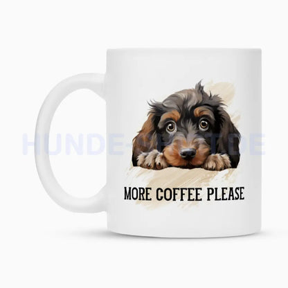 Tasse "Dackel ( Langhaar ) - More Coffee..." – hunde-shirt.de