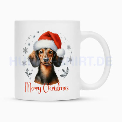 Tasse "Dackel - Merry Christmas" Weiß – hunde-shirt.de