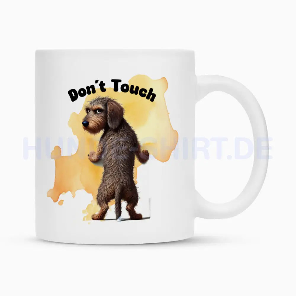 Tasse "Dackel ( Rauhaar ) - Don´t touch" Weiß – hunde-shirt.de