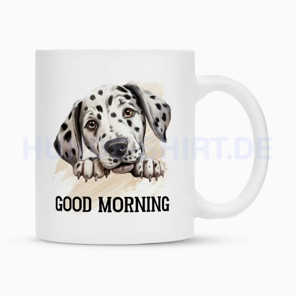 Tasse "Dalmatiner - Good Morning" Weiß – hunde-shirt.de