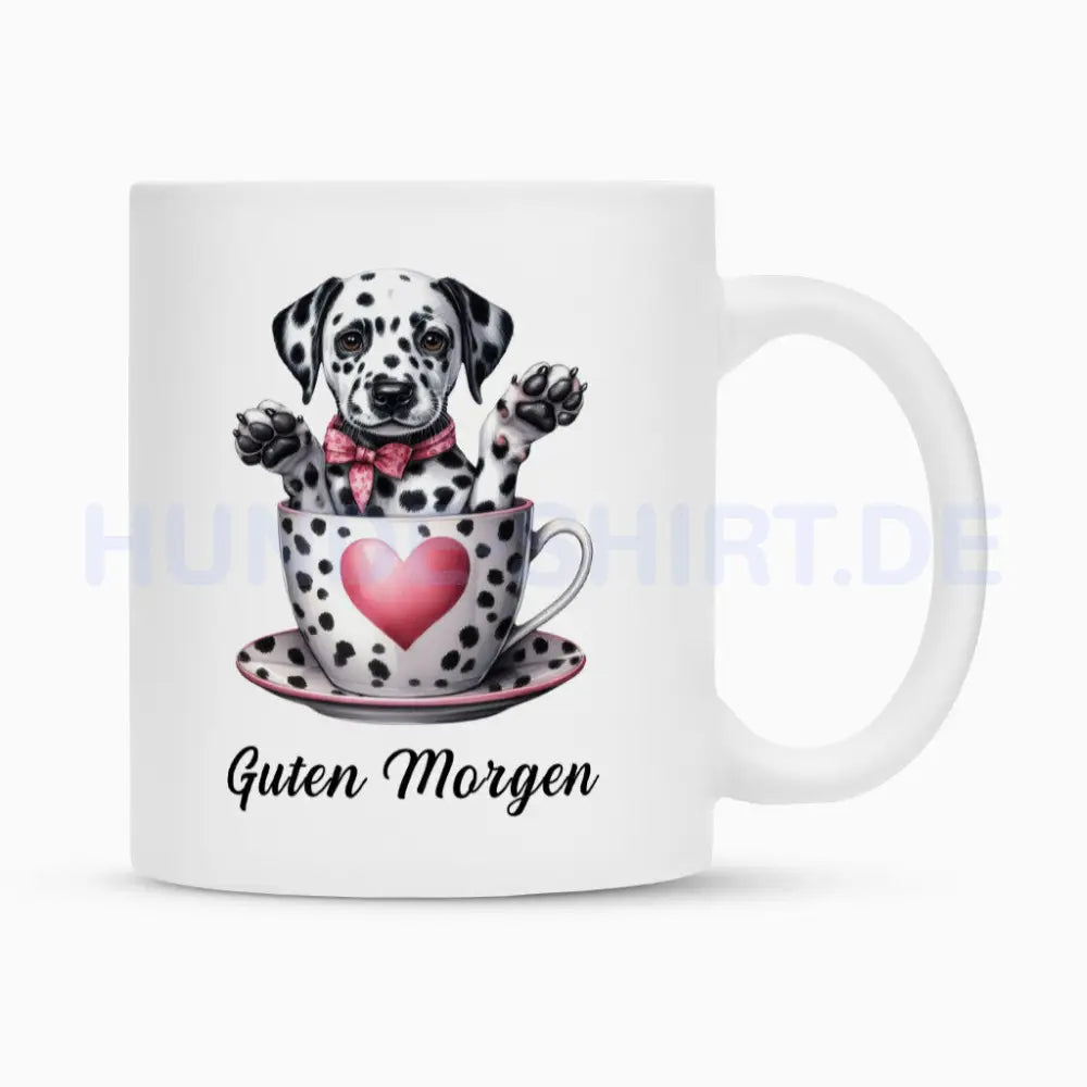 Tasse "Dalmatiner - Guten Morgen" Weiß – hunde-shirt.de