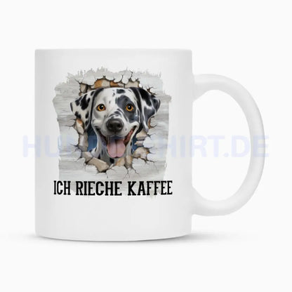 Tasse "Dalmatiner - Ich rieche..." Weiß – hunde-shirt.de