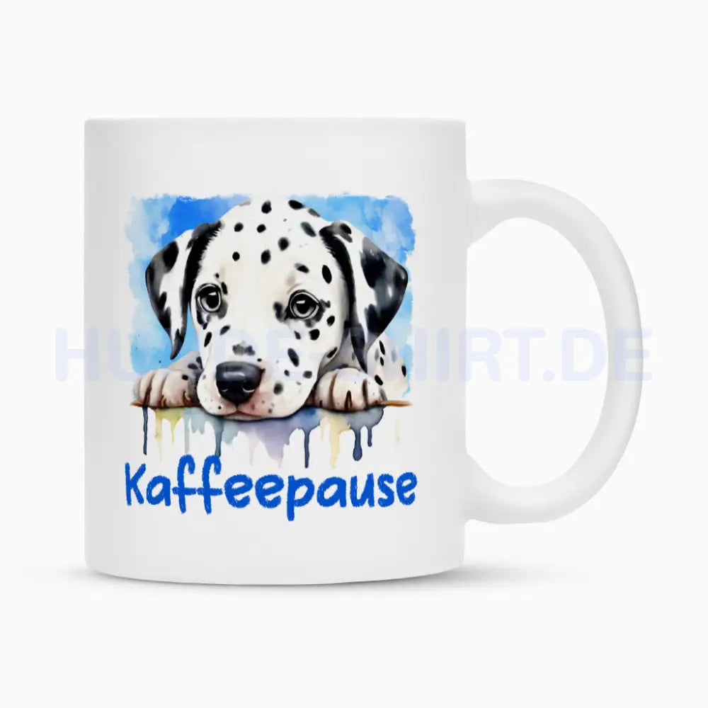 Tasse "Dalmatiner - Kaffeepause" Weiß – hunde-shirt.de