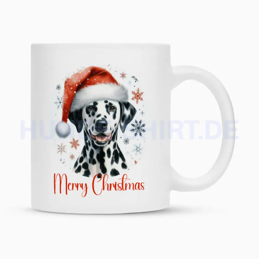 Tasse "Dalmatiner - Merry Christmas 2" Weiß – hunde-shirt.de