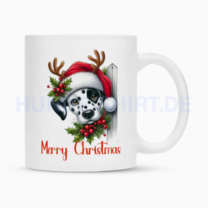 Tasse "Dalmatiner - Merry Christmas" Weiß – hunde-shirt.de