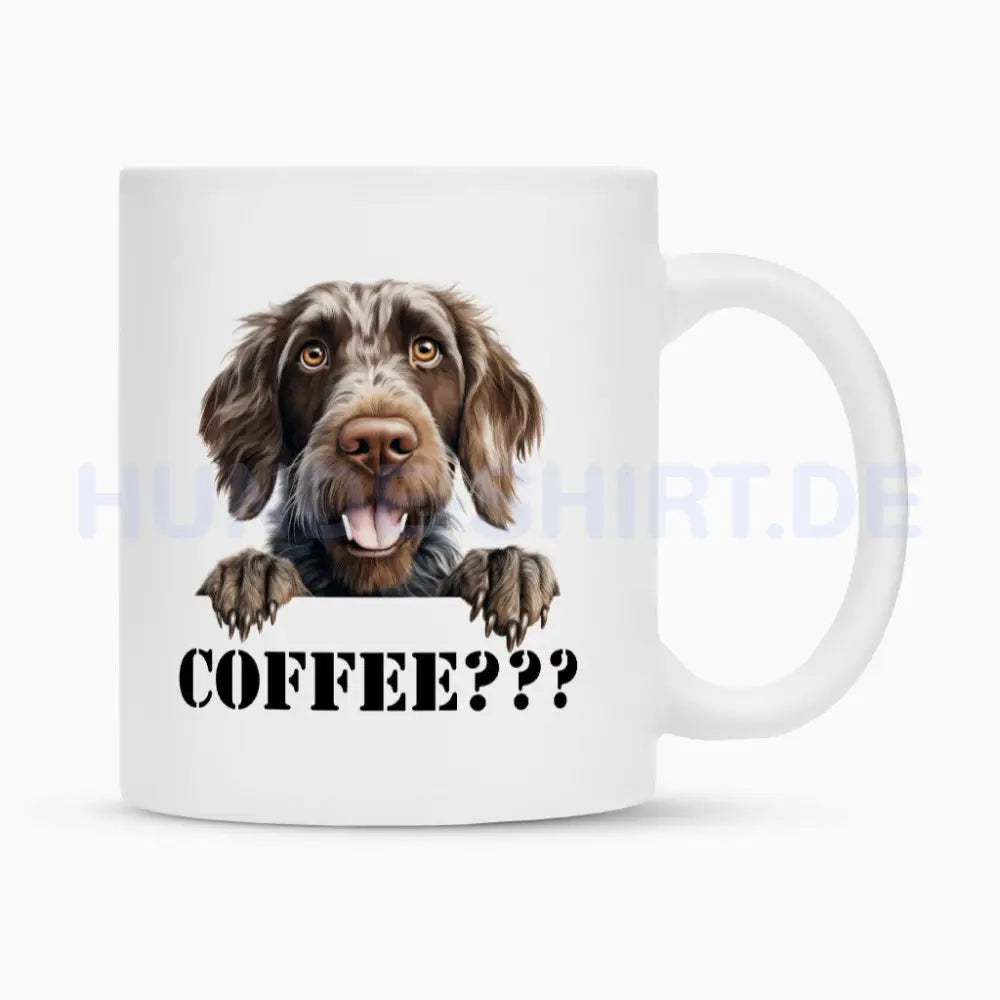 Tasse "Deutsch Drahthaar - Coffee???" Weiß – hunde-shirt.de