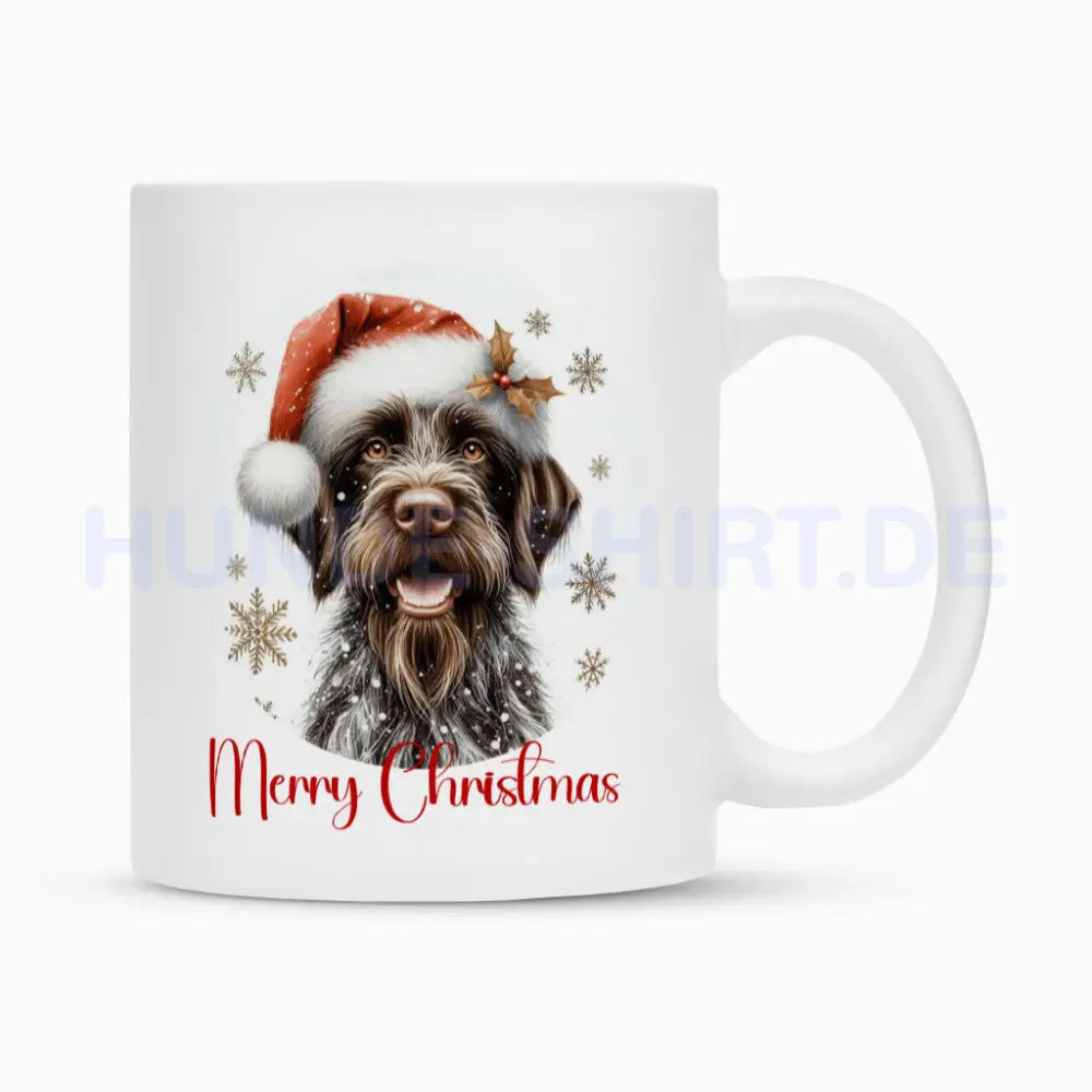 Tasse "Deutsch Drahthaar - Merry Christmas" Weiß – hunde-shirt.de