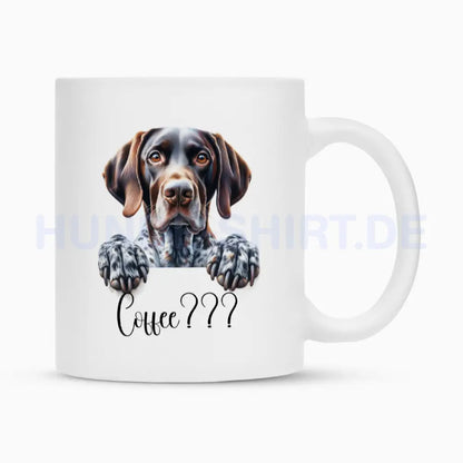 Tasse "Deutsch Kurzhaar - Coffee???" Weiß – hunde-shirt.de