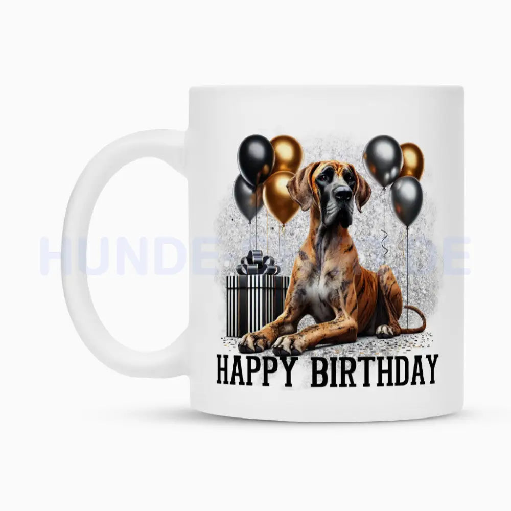 Tasse "Deutsche Dogge - Happy Birthday" – hunde-shirt.de