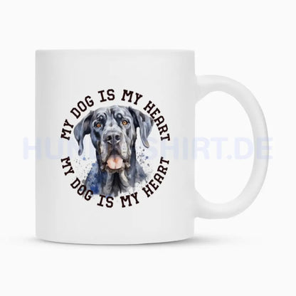 Tasse "Deutsche Dogge HEART" Weiß – hunde-shirt.de