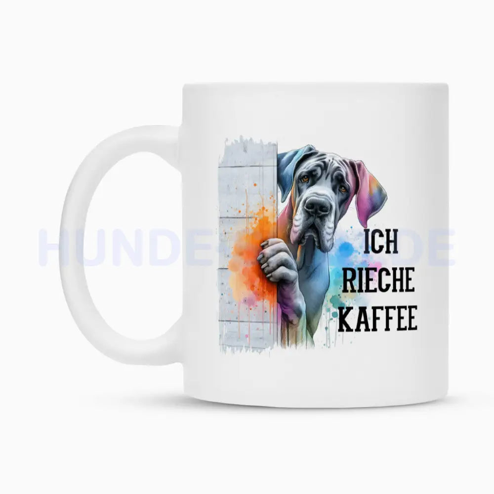 Tasse "Deutsche Dogge - Ich rieche Kaffee 2" – hunde-shirt.de