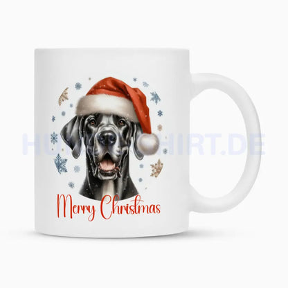 Tasse "Deutsche Dogge - Merry Christmas" Weiß – hunde-shirt.de