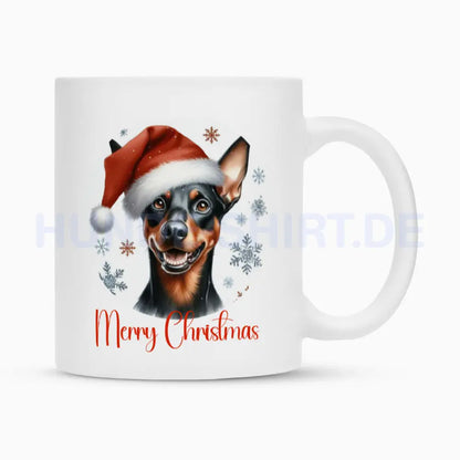 Tasse "Deutscher Pinscher - Merry Christmas" Weiß – hunde-shirt.de