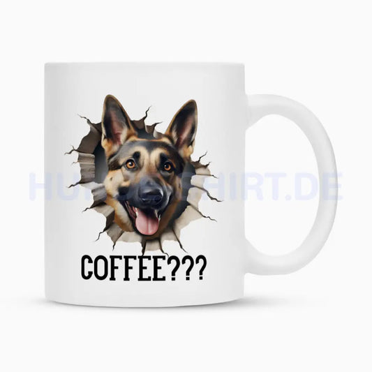 Tasse "Deutscher Schäferhund - Coffee???" Weiß – hunde-shirt.de