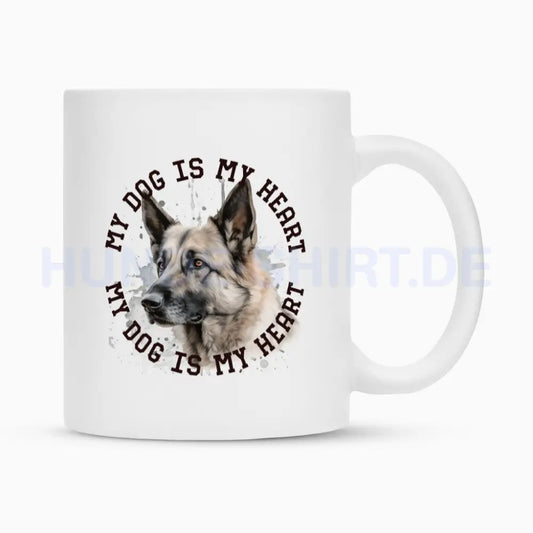 Tasse "Deutscher Schäferhund hell HEART" Weiß – hunde-shirt.de