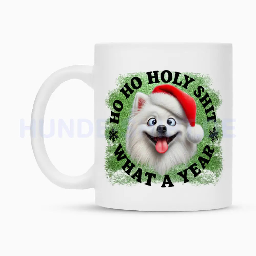 Tasse "Deutscher Spitz ( weiß ) - HO HO..." – hunde-shirt.de