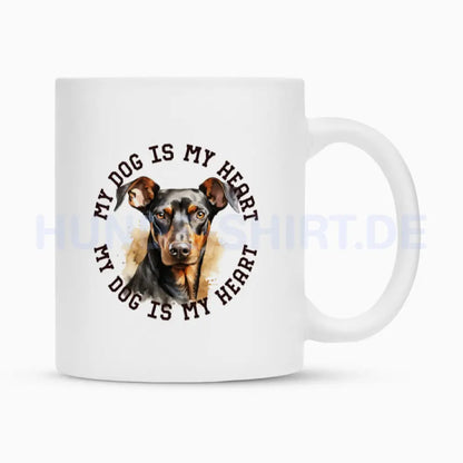 Tasse "Dobermann HEART" Weiß – hunde-shirt.de