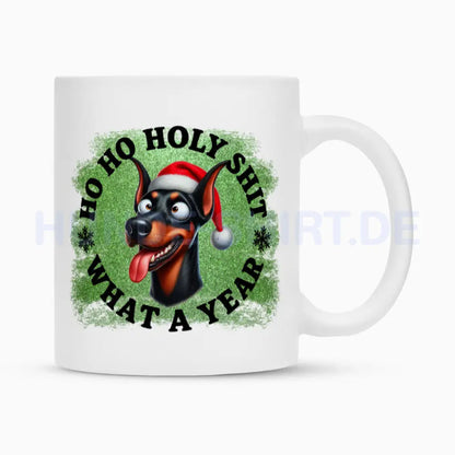 Tasse "Dobermann - HO HO..." Weiß – hunde-shirt.de