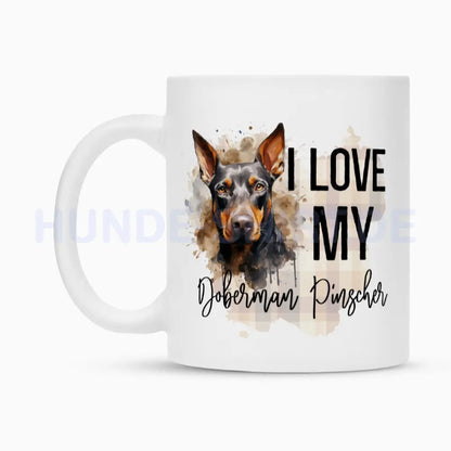 Tasse "Dobermann - I love..." – hunde-shirt.de