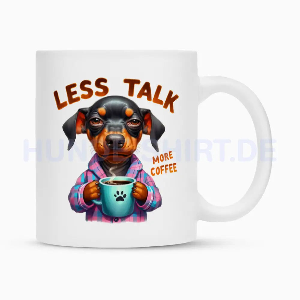 Tasse "Dobermann - Less talk..." Weiß – hunde-shirt.de