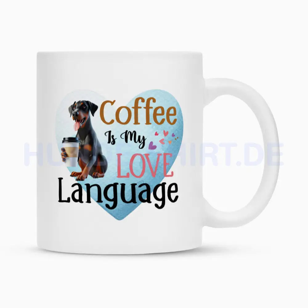 Tasse "Dobermann - Love Language" Weiß – hunde-shirt.de