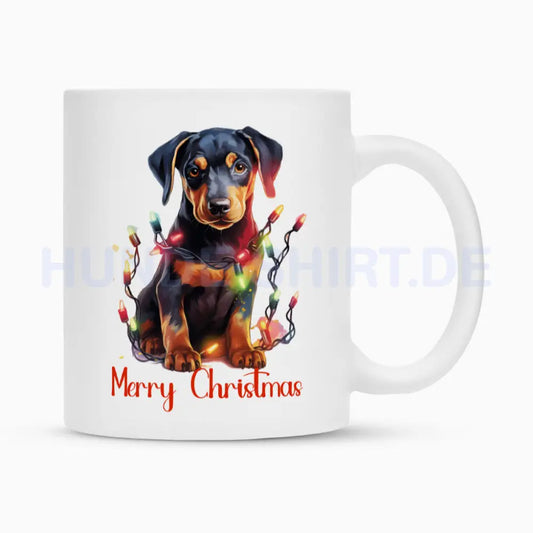 Tasse "Dobermann - Puppy Christmas" Weiß – hunde-shirt.de