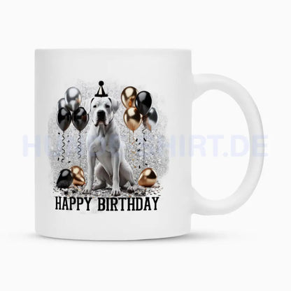 Tasse "Dogo Argentino - Happy Birthday" Weiß – hunde-shirt.de