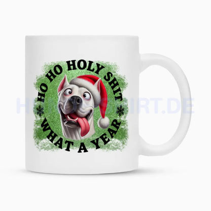 Tasse "Dogo Argentino - HO HO..." Weiß – hunde-shirt.de