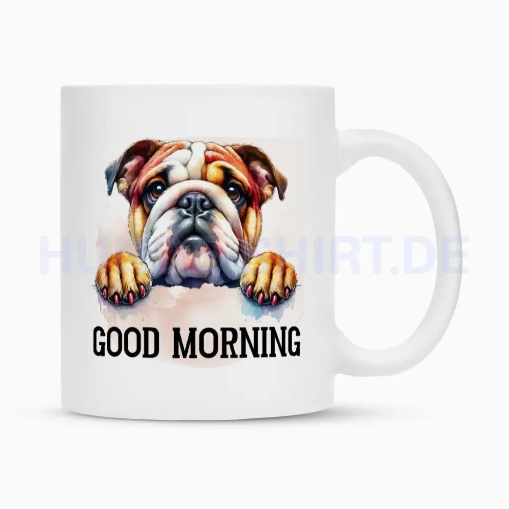 Tasse "English Bulldog - Good Morning" Weiß – hunde-shirt.de