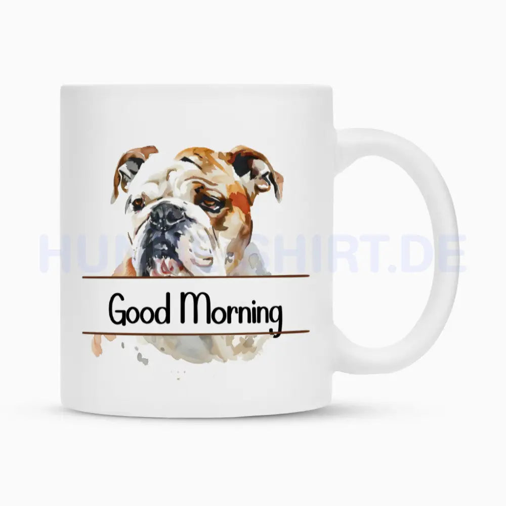 Tasse "English Bulldog - Good Morning" Weiß – hunde-shirt.de