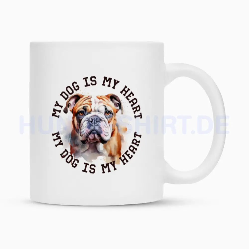 Tasse "English Bulldog HEART" Weiß – hunde-shirt.de