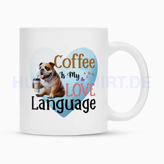 Tasse "English Bulldog - Love Language" Weiß – hunde-shirt.de