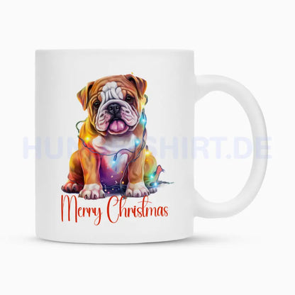 Tasse "English Bulldog - Merry Christmas" Weiß – hunde-shirt.de