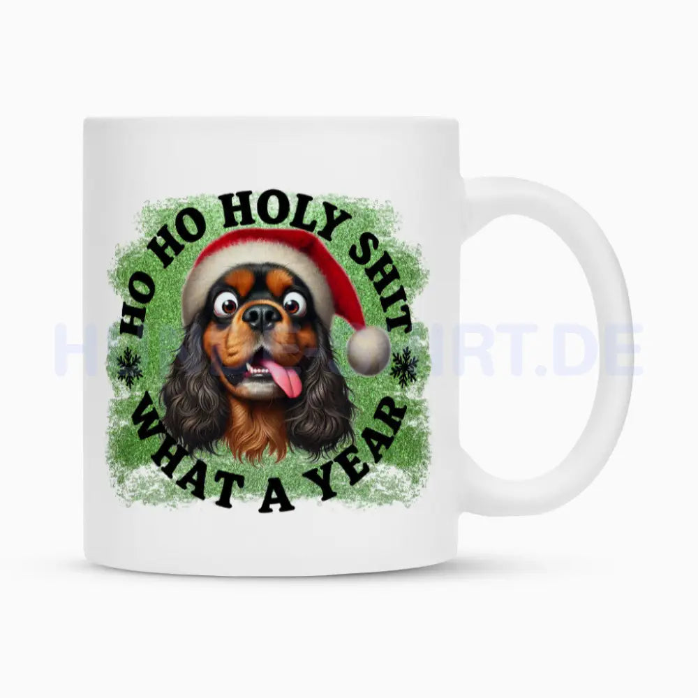 Tasse "English Cocker Spaniel - HO HO..." Weiß – hunde-shirt.de