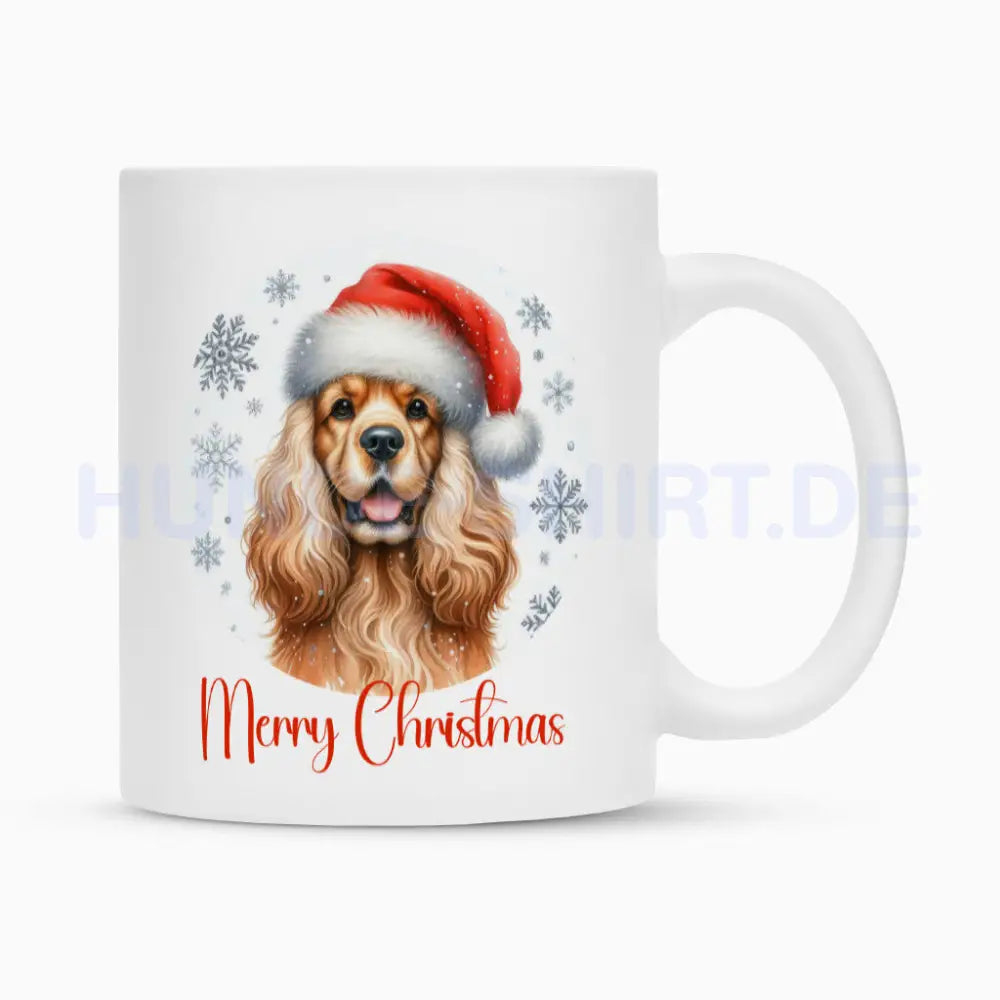 Tasse "English Cocker Spaniel - Merry Christmas" Weiß – hunde-shirt.de