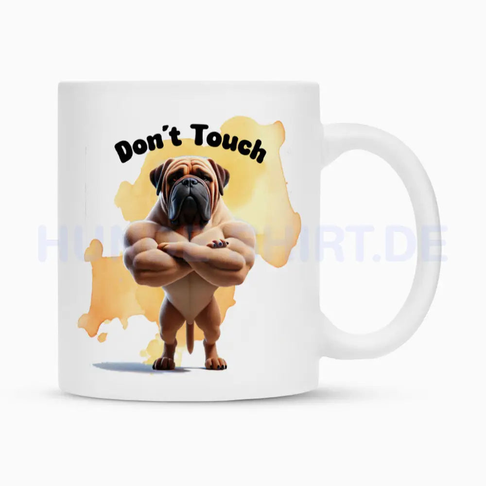 Tasse "English Mastiff - Don´t touch" Weiß – hunde-shirt.de