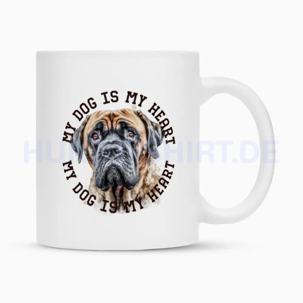 Tasse "English Mastiff HEART" Weiß – hunde-shirt.de