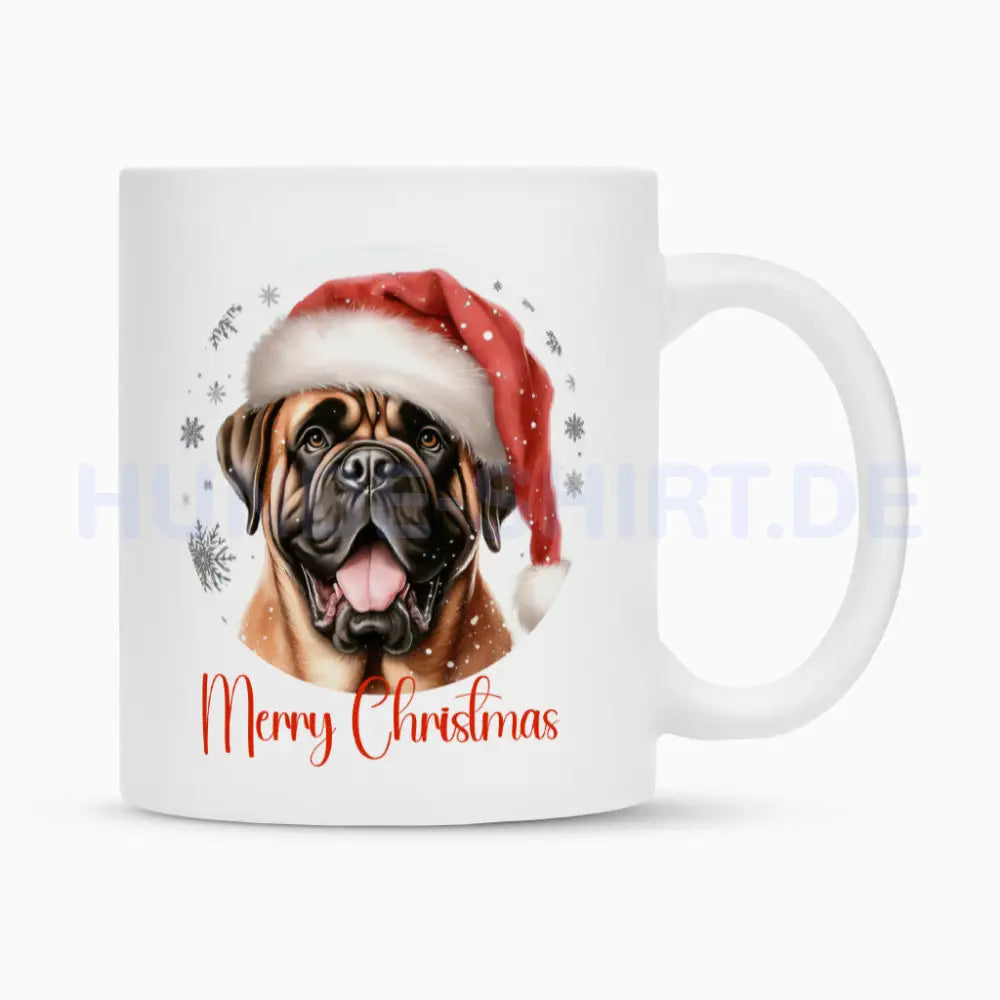 Tasse "English Mastiff - Merry Christmas" Weiß – hunde-shirt.de