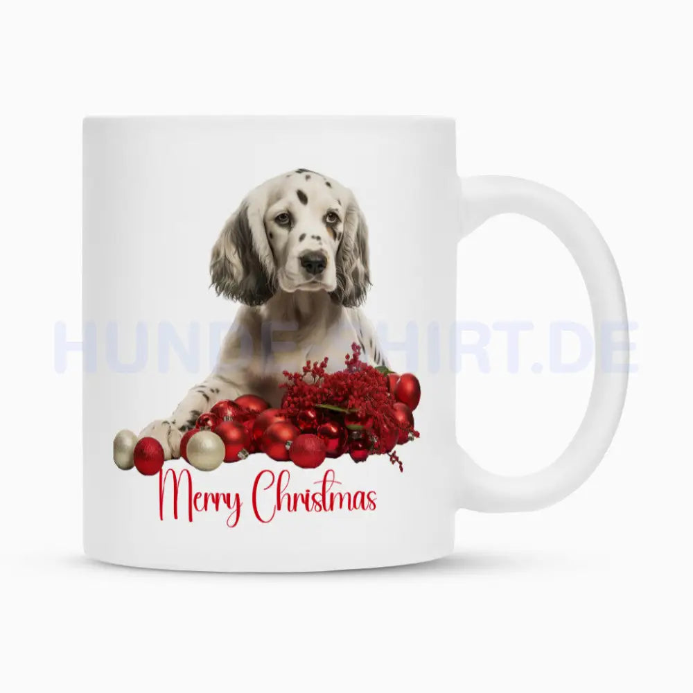 Tasse "English Setter - Merry Christmas" Weiß – hunde-shirt.de