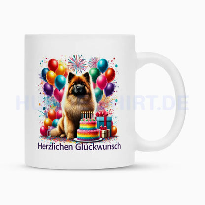 Tasse "Eurasier - Herzlichen Glückwunsch" Weiß – hunde-shirt.de