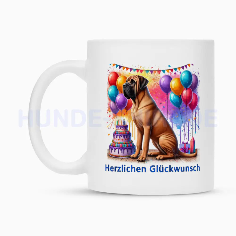 Tasse "Fila Brasileiro - Herzlichen Glückwunsch" – hunde-shirt.de