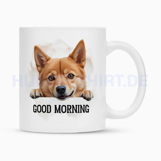 Tasse "Finnischer Spitz - Good Morning" Weiß – hunde-shirt.de