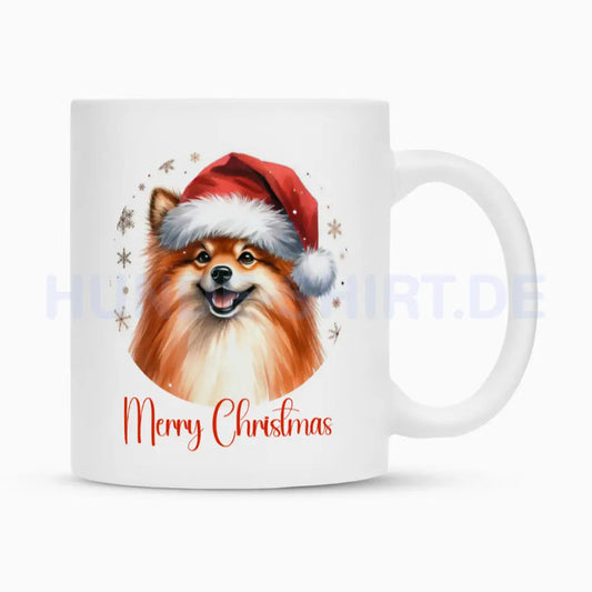 Tasse "Finnischer Spitz - Merry Christmas" Weiß – hunde-shirt.de