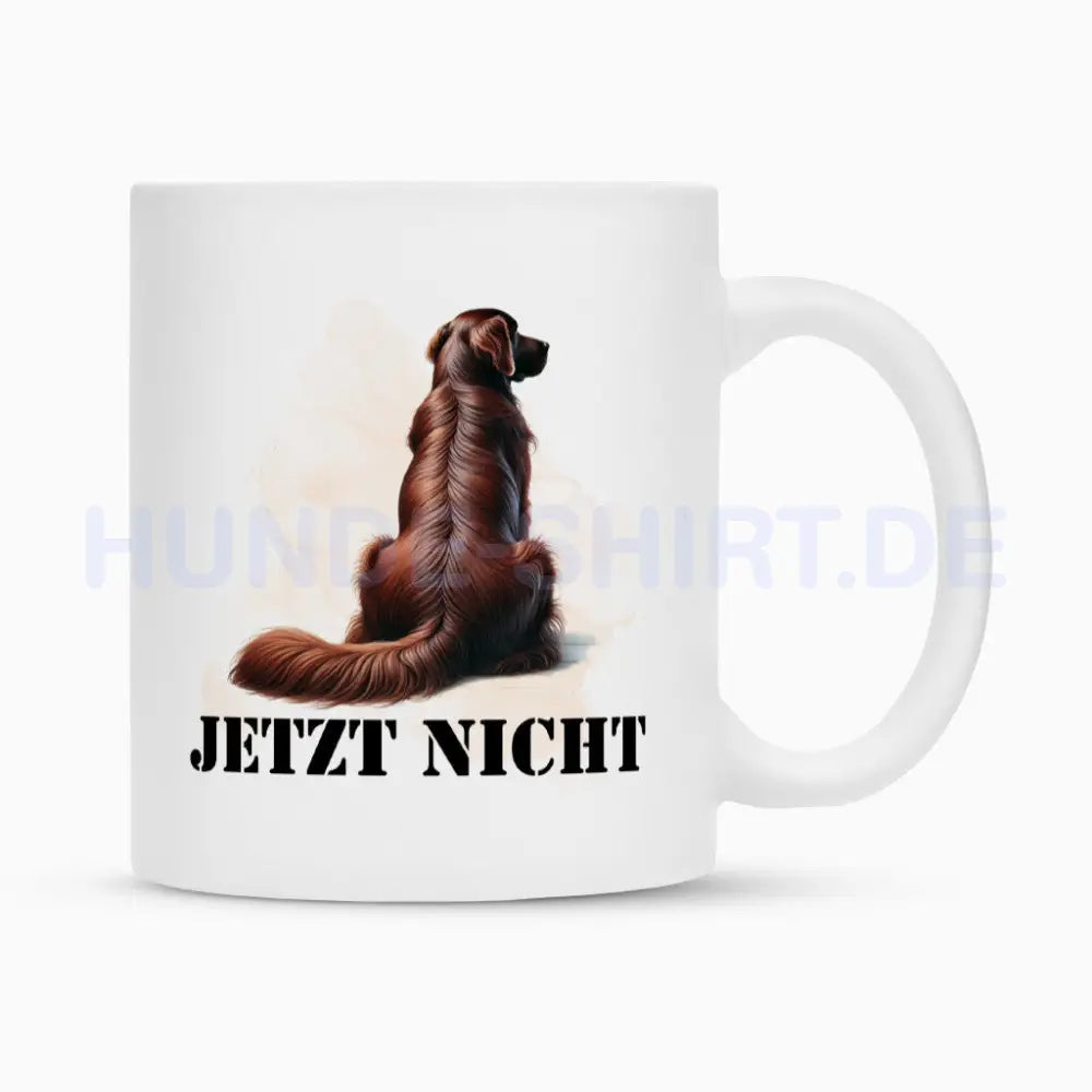 Tasse "Flat Coated ( braun ) - JETZT NICHT" Weiß – hunde-shirt.de