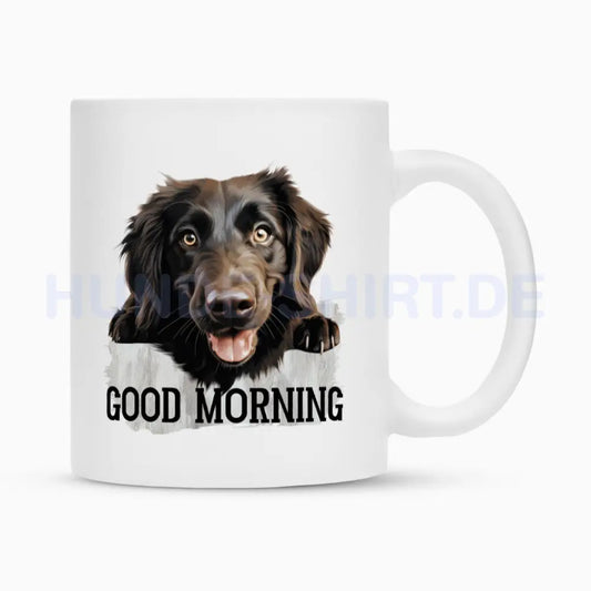 Tasse "Flat Coated Retriever - Good Morning" Weiß – hunde-shirt.de