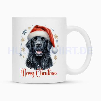 Tasse "Flat Coated Retriever - Merry Christmas" Weiß – hunde-shirt.de