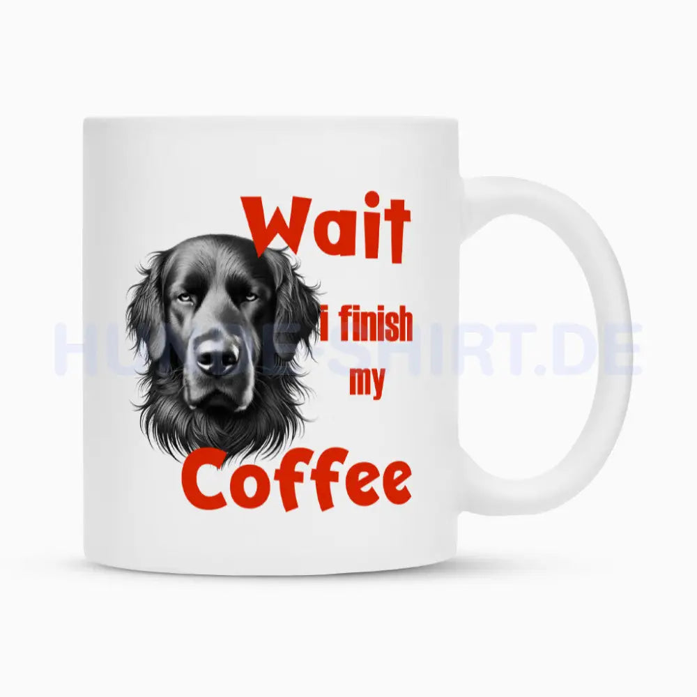 Tasse "Flat Coated Retriever - Wait" Weiß – hunde-shirt.de