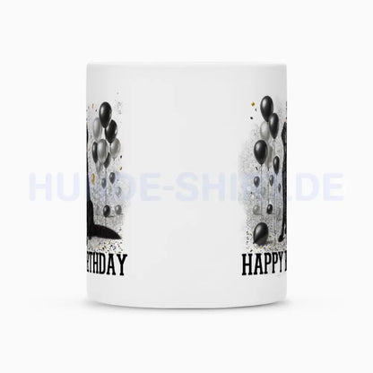 Tasse "Flat Coated ( schwarz ) - Happy Birthday" – hunde-shirt.de