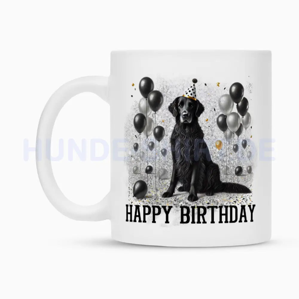 Tasse "Flat Coated ( schwarz ) - Happy Birthday" – hunde-shirt.de